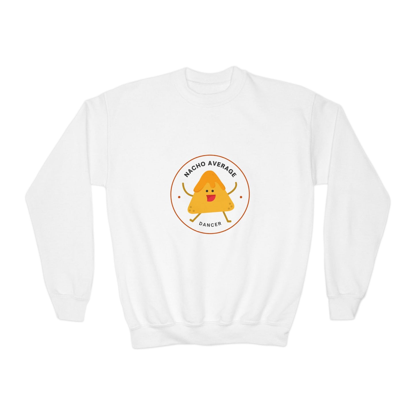 "Nacho Average Dancer" – Funny Youth Crewneck Dance Sweatshirt | Cute Nacho Graphic Kids Pullover