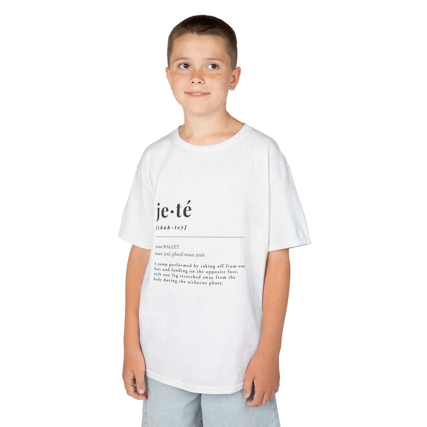 Jeté Definition Youth Short Sleeve Tee – Ballet Term Graphic Dance T-Shirt for Kids & Teens, Personalized with Name or Studio