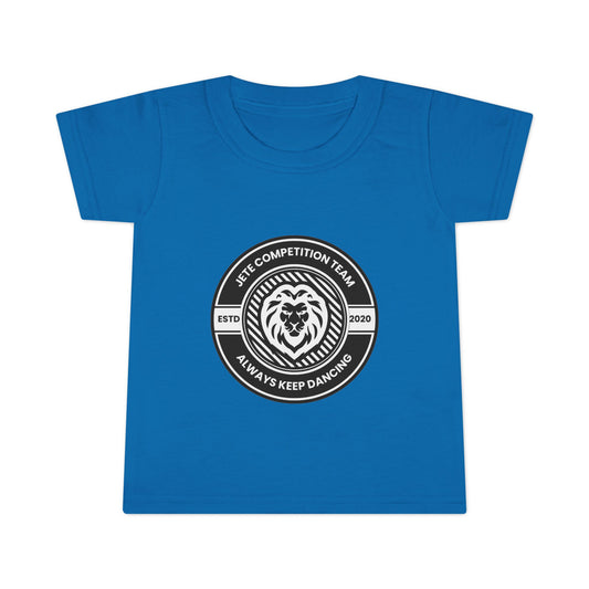 "Jeté Competition Team – Always Keep Dancing" Toddler Dance T-Shirt – Collegiate-Inspired Emblem Graphic Short Sleeve Tee for Kids