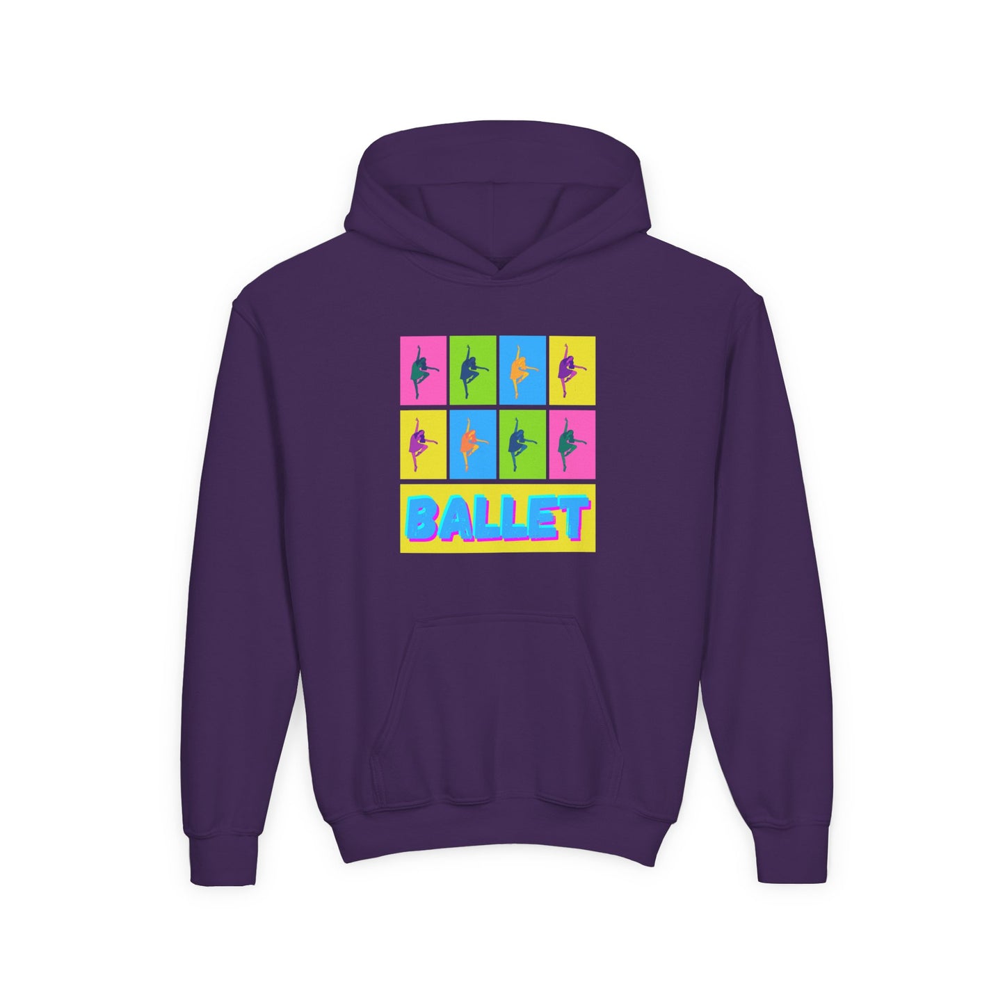 “Ballet” Pop Art Inspired Design with Ballet Dancer Graphics | Streetwear Ballet Hoodie for Kids & Young Dance Enthusiasts | Unisex Youth Hoodie