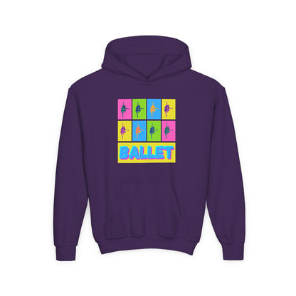 “Ballet” Pop Art Inspired Design with Ballet Dancer Graphics | Streetwear Ballet Hoodie for Kids & Young Dance Enthusiasts | Unisex Youth Hoodie