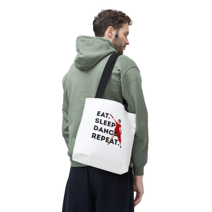 "Eat Sleep Dance Repeat" Canvas Tote Bag – Bold Dancer Graphic Dance Bag for Studio, School & Everyday Use