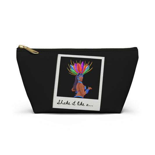"Shake It Like a..." Makeup Bag – Carnival-Inspired Samba Dancer Graphic – Fun Dance-Themed Zipper Pouch for Cosmetics, Travel & Accessories