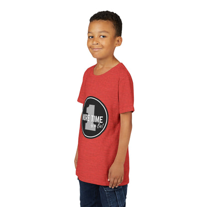 “One More Time is a Lie” Bold Emblem Dancer Graphic T-Shirt for Kids – Funny Dance Rehearsal Shirt - Youth Dance Tee