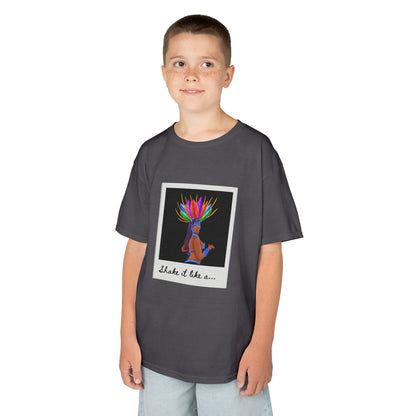 "Shake It Like a..." Youth Short Sleeve Tee – Carnival-Inspired Samba Dancer Graphic Dance Shirt for Kids