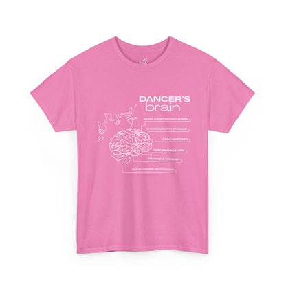 “Dancer’s Brain” Funny Dance Anatomy T-Shirt – Unisex Heavy Cotton Tee with Cute Dancer Brain Diagram and Optional Back Personalization