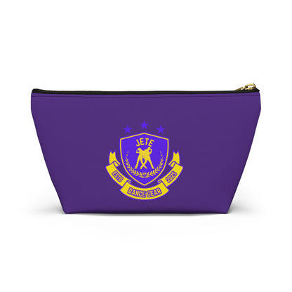 “Jeté Dance Gear" Makeup Bag – Colorful Collegiate-Inspired Dance Graphic – Stylish Zipper Pouch for Cosmetics, Accessories & Team Essentials