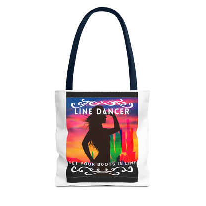 "Line Dancer, Boots on the Ground” Canvas Tote Bag – Cowgirl Graphic | Western Dance Bag for Country Lovers & Line Dancing Fans