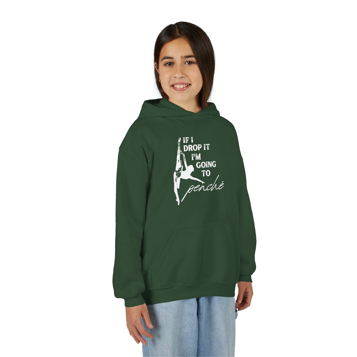 “If I Drop It, I’m Going to Penché” Unisex Youth Hoodie with Ballet Dancer Graphic – Funny Dance Hoodie for Kids & Teens, Personalized with Name or Studio
