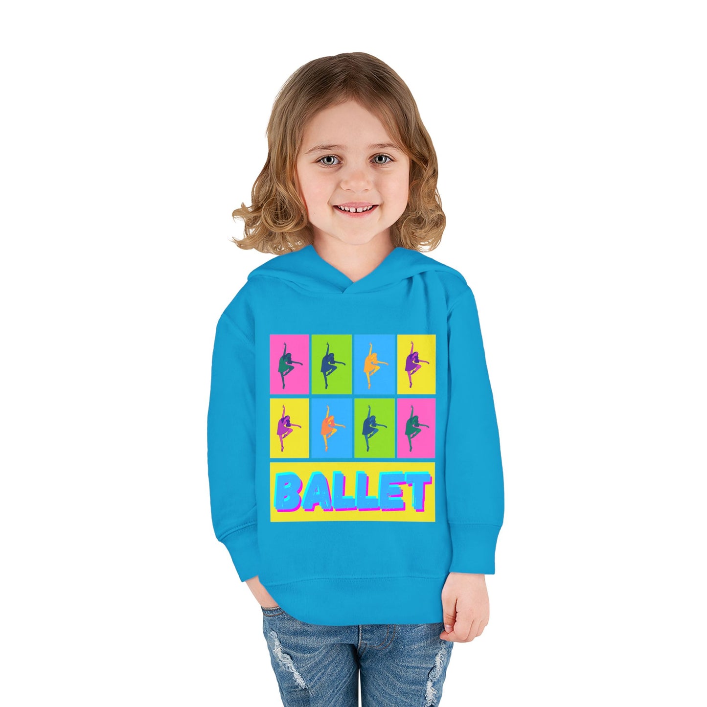 “Ballet" Toddler Pullover Hoodie – Pop Art Inspired Dance Graphic Sweatshirt with Ballet Dancer Design for Kids