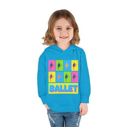 “Ballet" Toddler Pullover Hoodie – Pop Art Inspired Dance Graphic Sweatshirt with Ballet Dancer Design for Kids