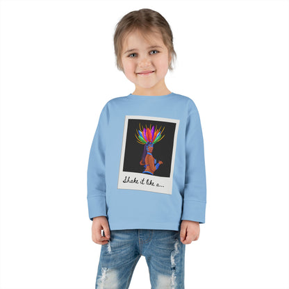 "Shake It Like a…” Toddler Long Sleeve Tee – Samba Dancer Graphic Shirt for Kids