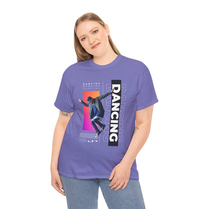 “Dancing” Streetwear-Inspired Male Dancer Unisex Heavy Cotton Tee – Urban Dance Graphic T-Shirt for Performers and Dance Lovers