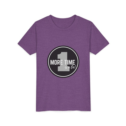 “One More Time is a Lie” Bold Emblem Dancer Graphic T-Shirt for Kids – Funny Dance Rehearsal Shirt - Youth Dance Tee
