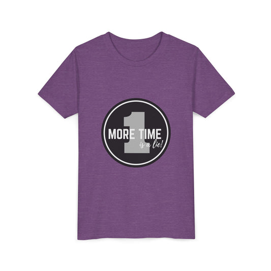 “One More Time is a Lie” Bold Emblem Dancer Graphic T-Shirt for Kids – Funny Dance Rehearsal Shirt - Youth Dance Tee