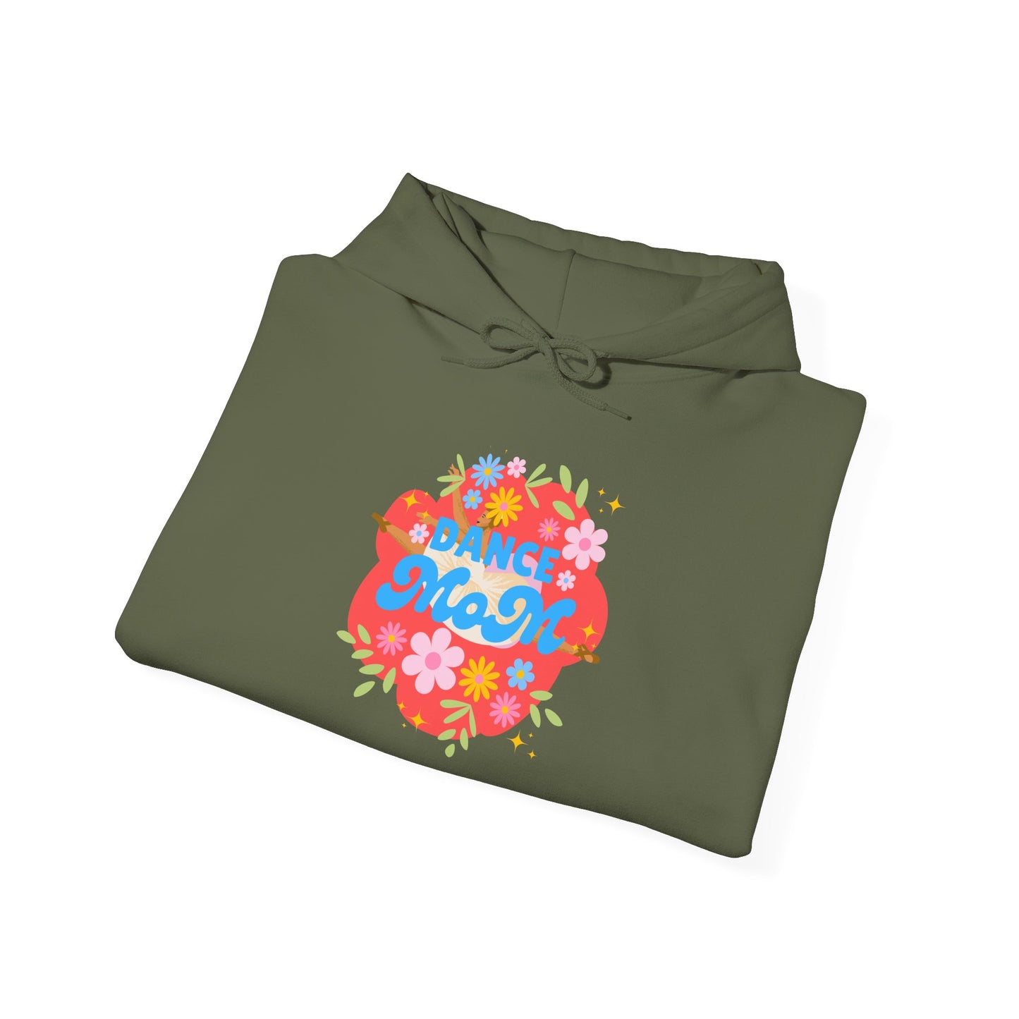"Dance Mom" Superhero Hoodie – Floral Front Graphic & Fun Back Design | Unisex Hooded Sweatshirt for Proud Dance Parents