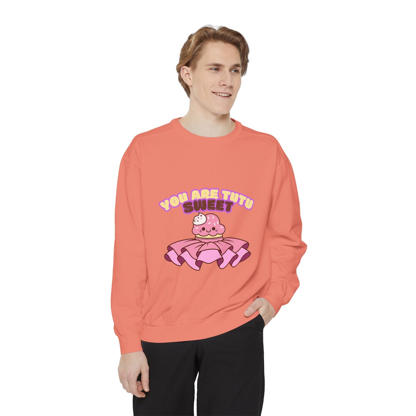 "You Are Tutu Sweet" Unisex Lightweight Crewneck Sweatshirt – Kawaii Cupcake in a Tutu Graphic Pullover for Ballet & Dance Lovers