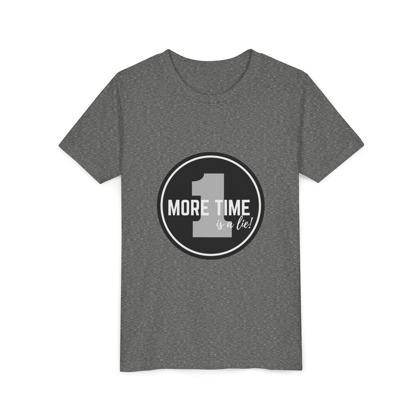 “One More Time is a Lie” Bold Emblem Dancer Graphic T-Shirt for Kids – Funny Dance Rehearsal Shirt - Youth Dance Tee
