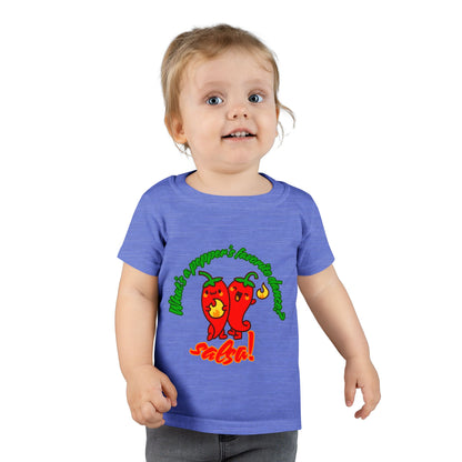 "What Is a Pepper's Favorite Dance? Salsa!" Toddler Dance T-Shirt – Cute Pepper Pun Graphic Short Sleeve Tee for Kids