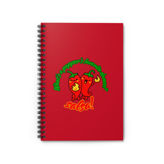 "What Is a Pepper’s Favorite Dance? Salsa!" Spiral Notebook – Funny Dance Pun Journal with Cute Pepper Graphic for Dancers & Foodie Pun Lovers