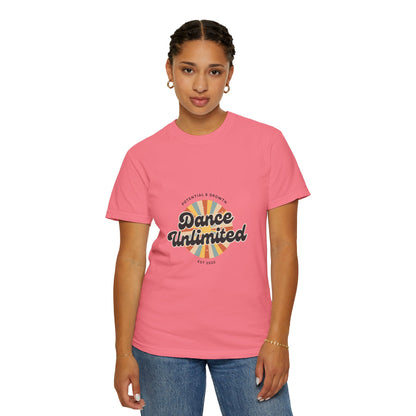 "Dance Unlimited, Potential & Growth" Unisex Garment-Dyed T-Shirt – Retro-Inspired Dance Motivation Graphic Tee – Inspirational Shirt for Dancers"