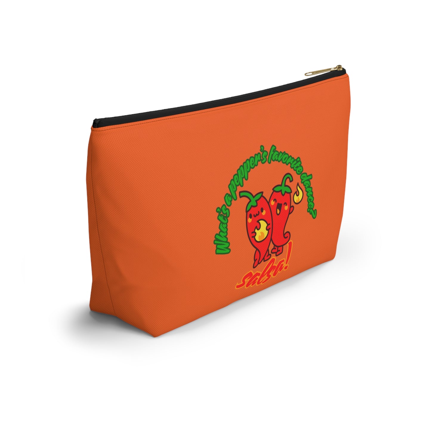 "What’s a Pepper’s Favorite Dance? Salsa!" Makeup Bag – Funny Dance Pun with Colorful Pepper Graphic – Cute Zipper Pouch for Cosmetics, Accessories & Gifts