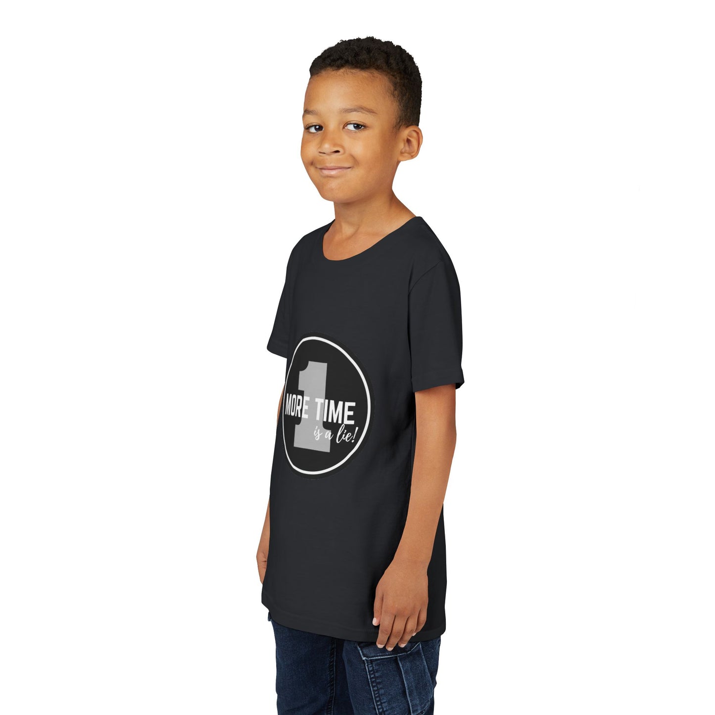 “One More Time is a Lie” Bold Emblem Dancer Graphic T-Shirt for Kids – Funny Dance Rehearsal Shirt - Youth Dance Tee