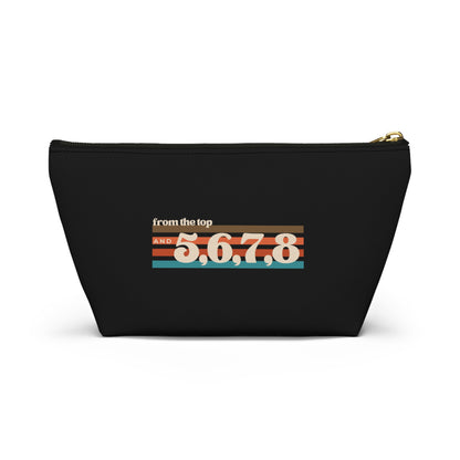 "From the Top and 5, 6, 7, 8" Makeup Bag – Retro Dance Graphic – Fun Dance-Themed Zipper Pouch for Cosmetics, Accessories & Gifts