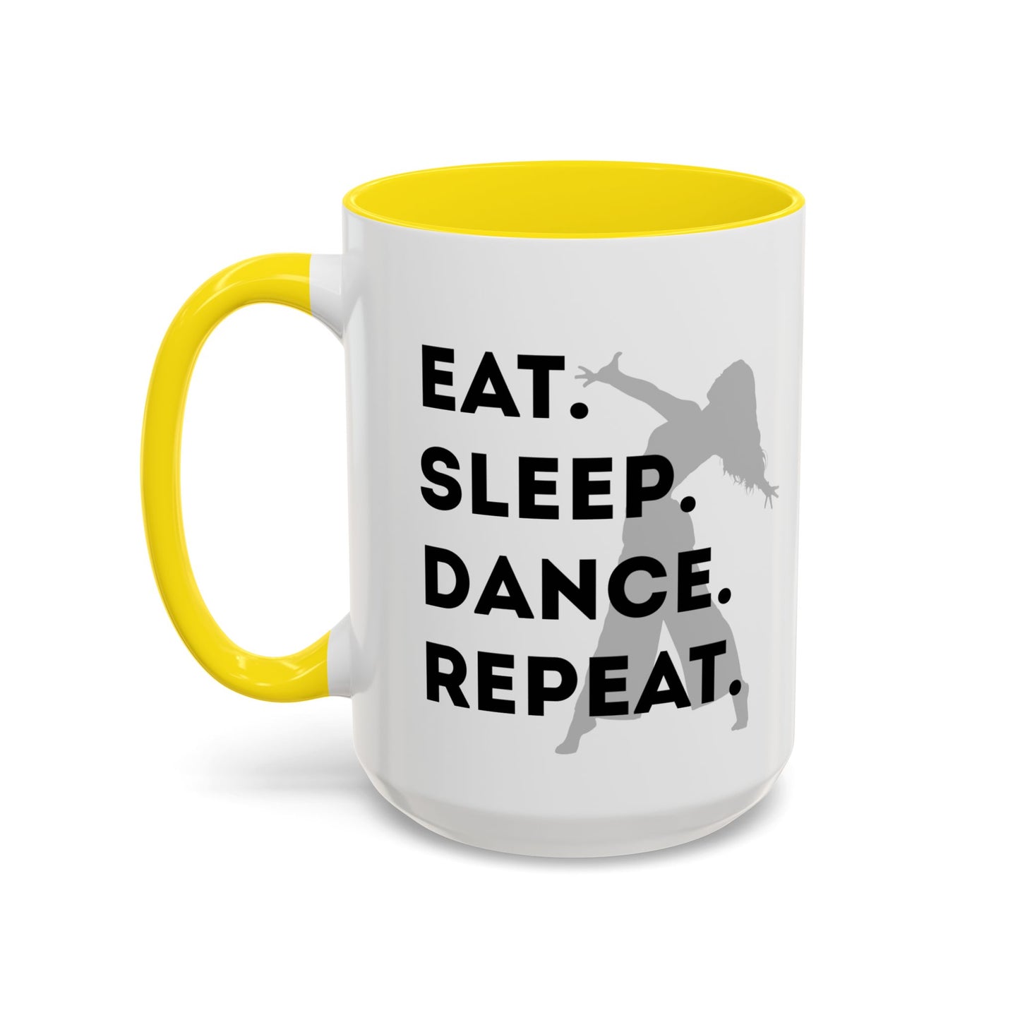 "Eat Sleep Dance Repeat" Accent Coffee Mug – Gray Dancer Graphic Ceramic Mug for Dance Lovers