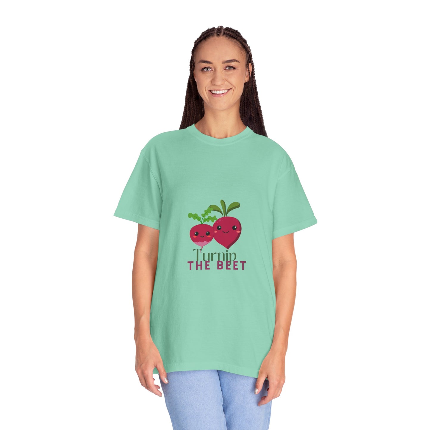 "Turnip the Beet" Unisex Garment-Dyed T-Shirt – Cute Veggie Dance Pun Graphic Tee – Funny Foodie Shirt for Dancers & Music Lovers