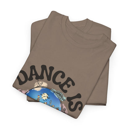 “Dance Is in My Bones” Halloween Dance T-Shirt with Dancing Skeletons Graphic - Unisex Heavy Cotton Tee
