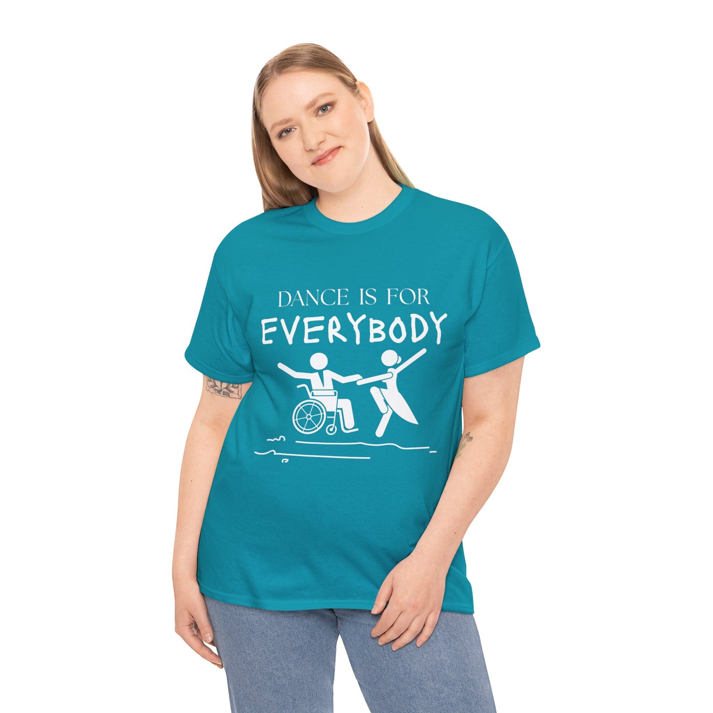 “Dance Is for Everybody” Inclusive Dance T-Shirt – Unisex Heavy Cotton Tee with Optional Back Personalization (Name or Studio)
