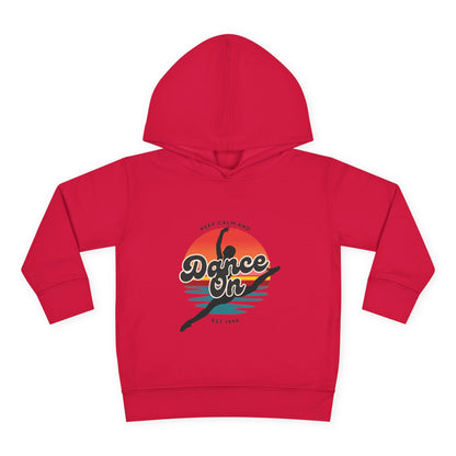 “Keep Calm and Dance On” Toddler Fleece Hoodie – Retro Dancer Graphic Sweatshirt for Little Movers