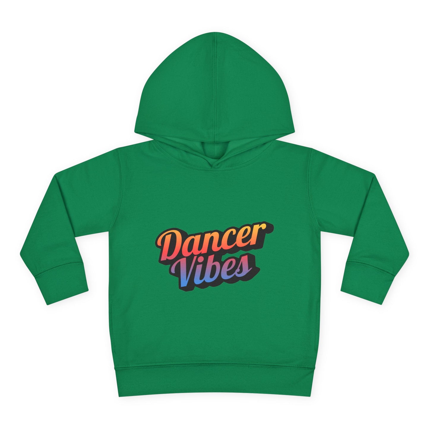 "Dancer Vibes" Toddler Pullover Hoodie – Colorful Dance-Themed Text Graphic Fleece Sweatshirt for Kids