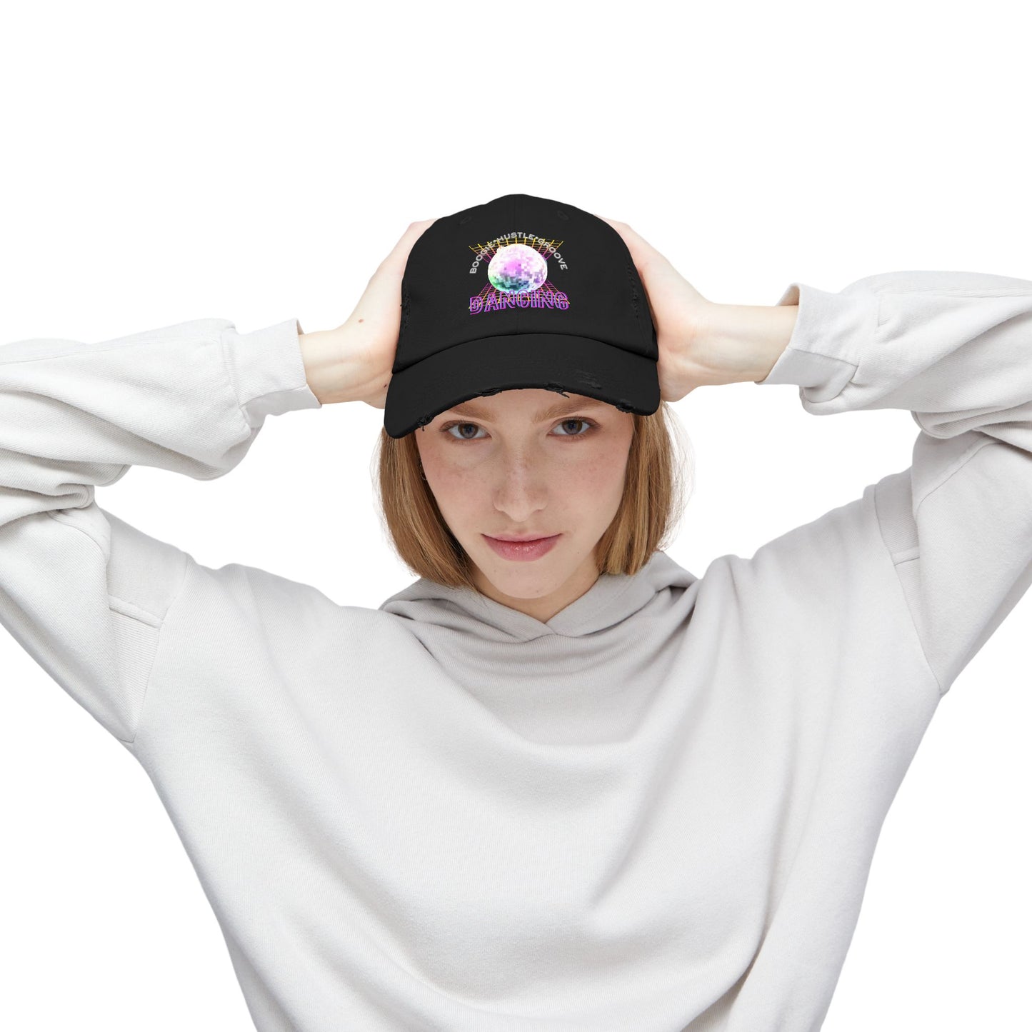 "Boogie, Hustle, Groove - Dancing" Streetwear Embroidered Design – Unisex Distressed Dance Cap