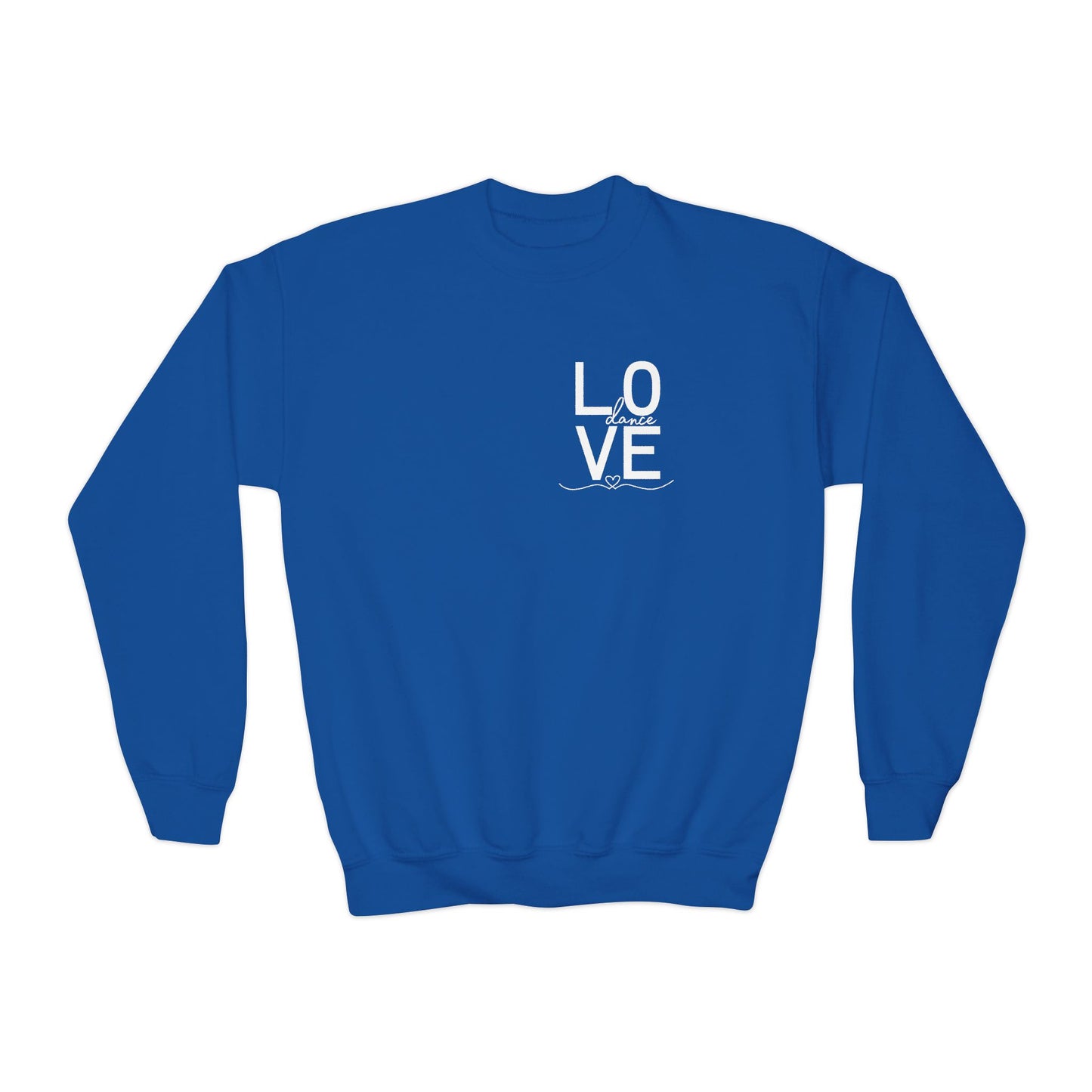 "LOVE Dance" Youth Crewneck Sweatshirt – Script Letter Graphic Dance Lover Pullover