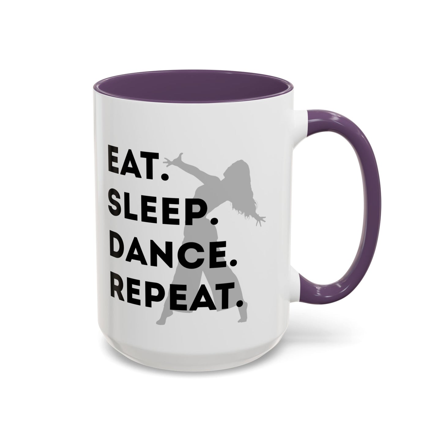 "Eat Sleep Dance Repeat" Accent Coffee Mug – Gray Dancer Graphic Ceramic Mug for Dance Lovers