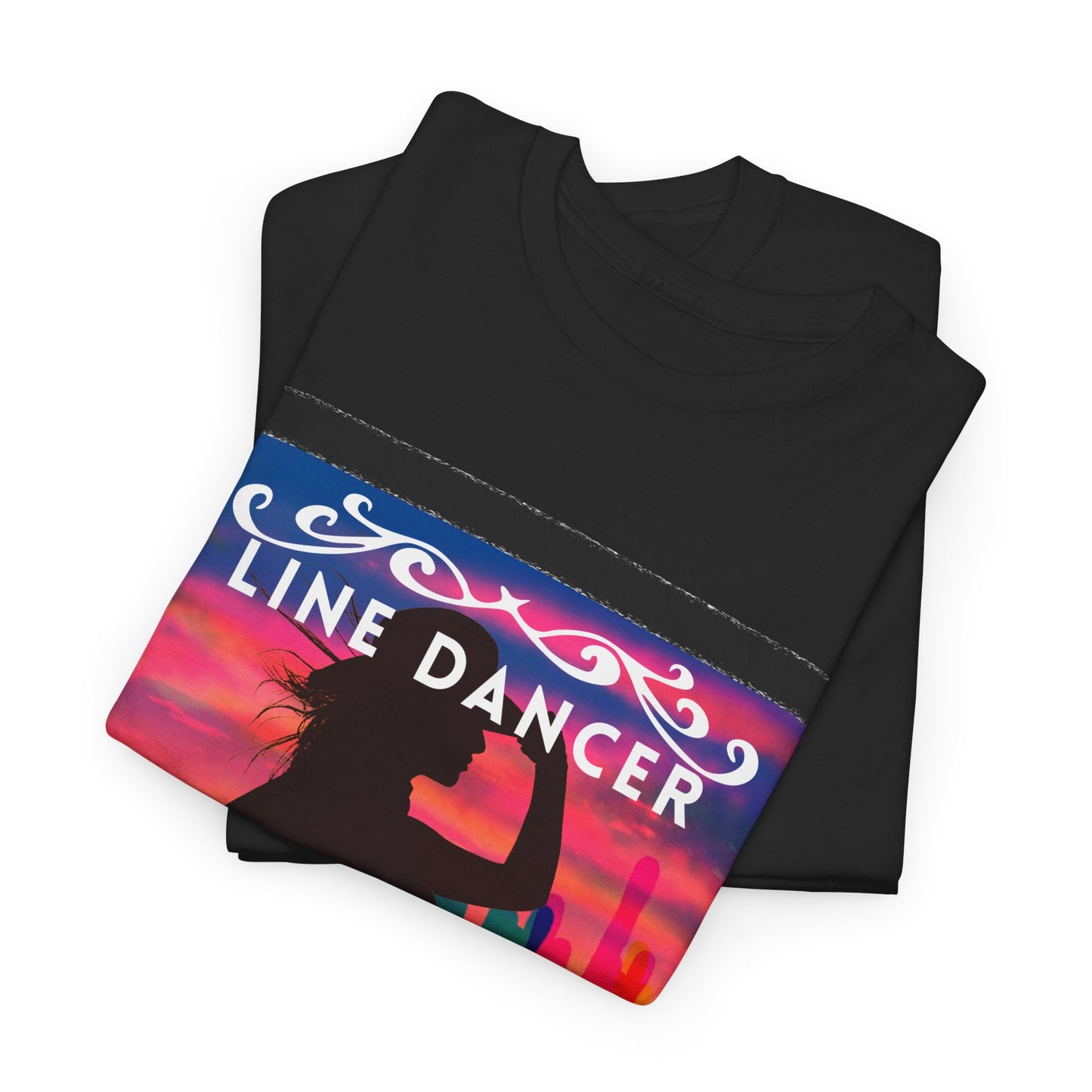 "Line Dancer" Unisex Heavy Cotton T-Shirt – Western Country Dance Graphic Tee – 'Get Your Boots in Line' Cowboy-Inspired Shirt
