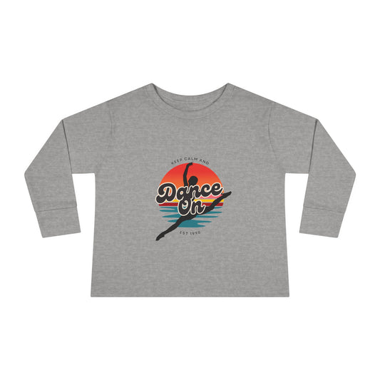 "Keep Calm and Dance On" Toddler Dance T-Shirt – Retro Graphic Long Sleeve Tee for Kids