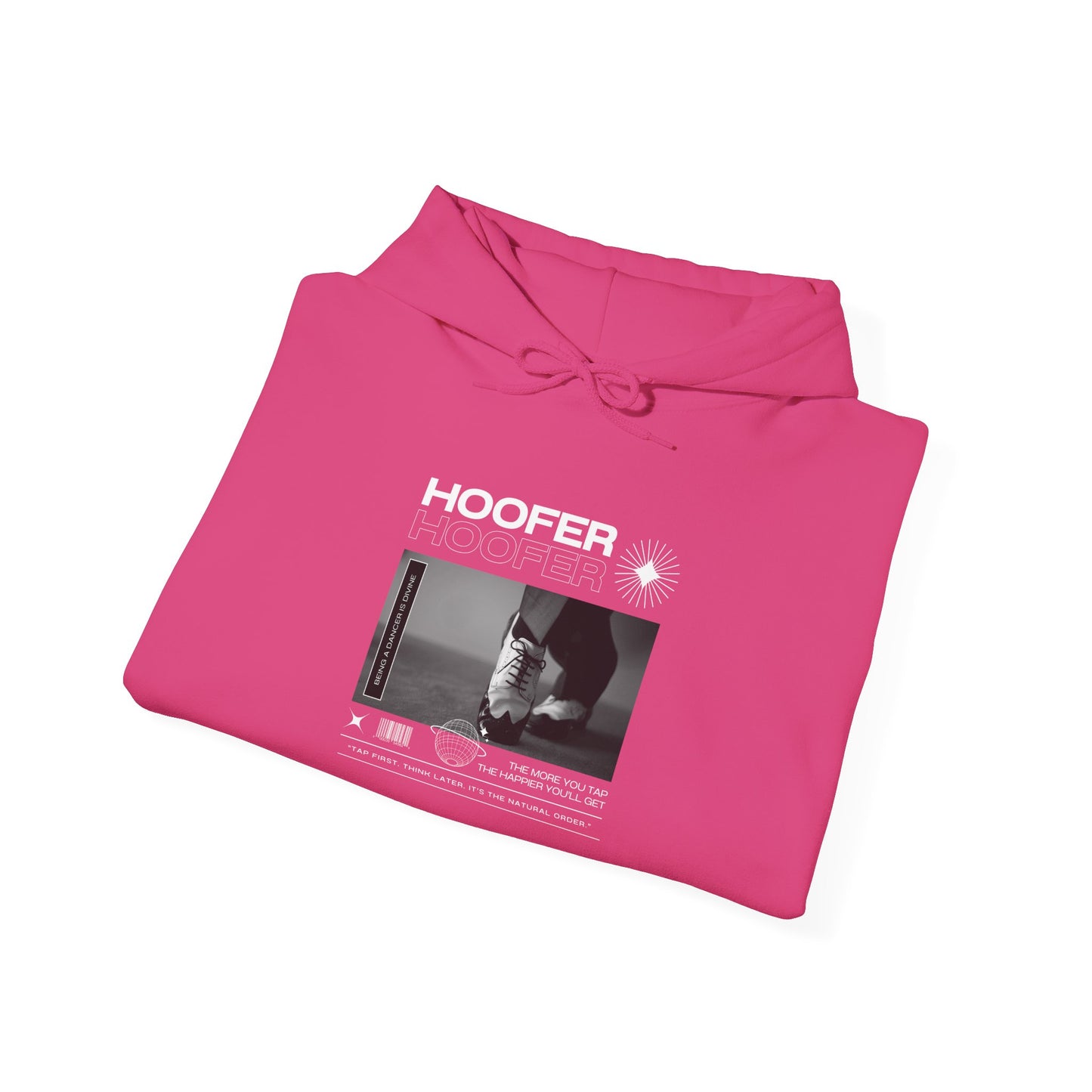 “Hoofer” Tap Dance Text with Streetwear-Style Tap Shoes Graphic – Unisex Heavy Blend™ Hooded Sweatshirt – Cozy Dance Hoodie for Tap Dancers & Dance Enthusiasts