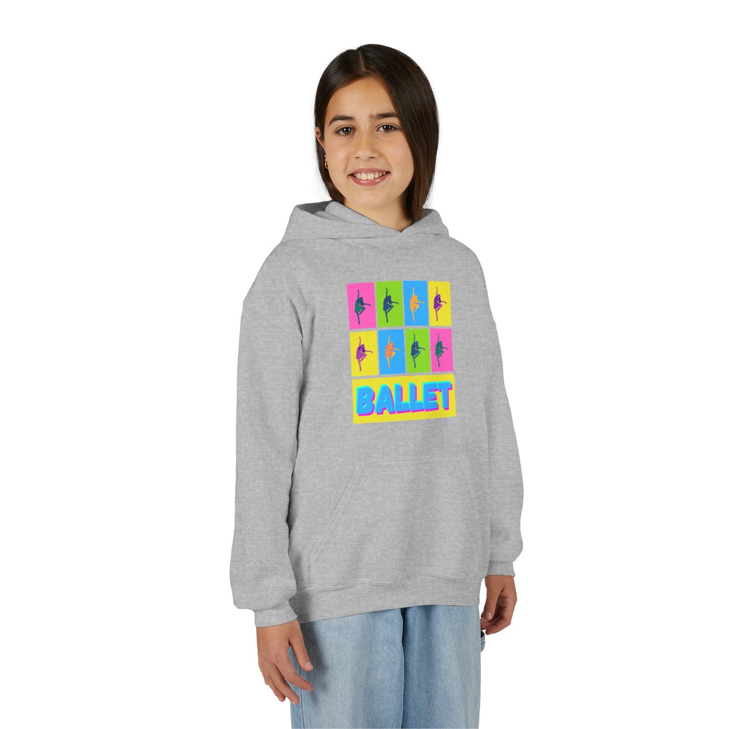 “Ballet” Pop Art Inspired Design with Ballet Dancer Graphics | Streetwear Ballet Hoodie for Kids & Young Dance Enthusiasts | Unisex Youth Hoodie