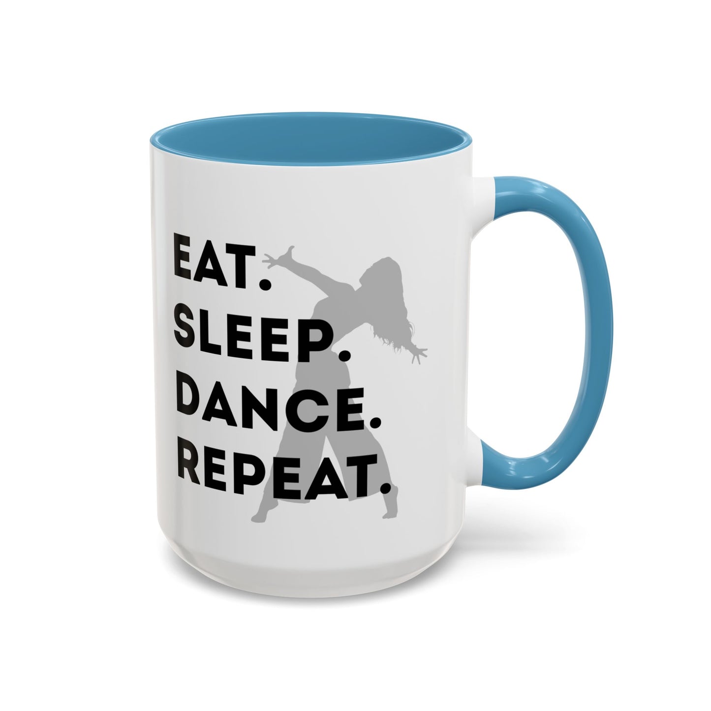 "Eat Sleep Dance Repeat" Accent Coffee Mug – Gray Dancer Graphic Ceramic Mug for Dance Lovers