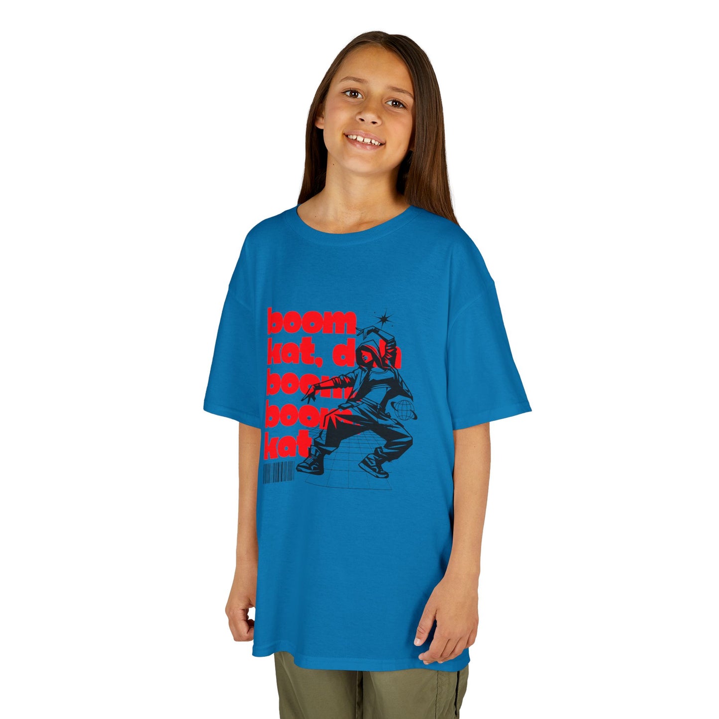 “Boom Kat Youth Short Sleeve Dance T-Shirt – Bold Streetwear-Inspired Graphic Tee for Kids