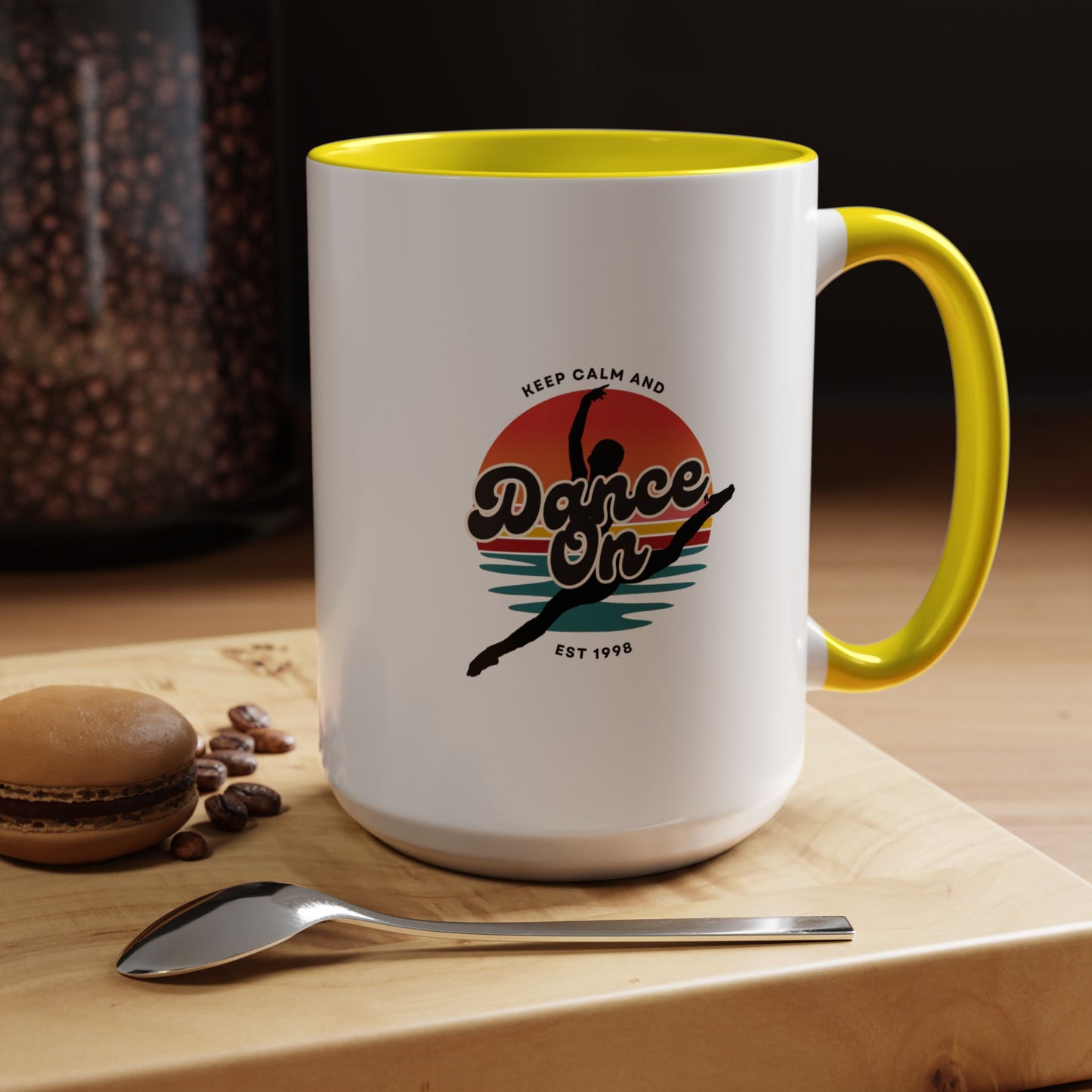 "Keep Calm and Dance On" Accent Coffee Mug – Motivational Dance Quote Ceramic Mug for Dancers and Instructors