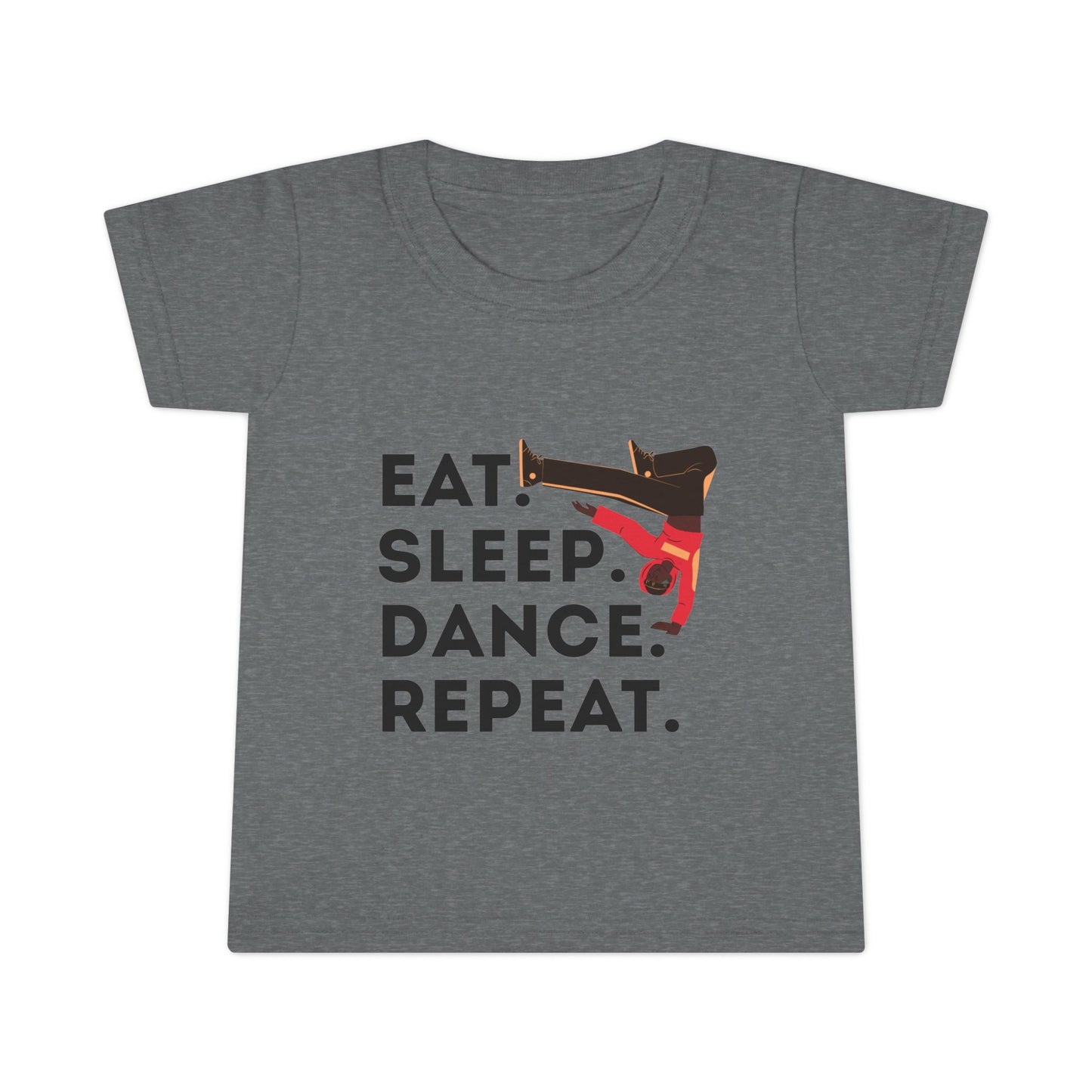 "Eat, Sleep, Dance, Repeat" Toddler Dance T-Shirt – Bold B-Boy Graphic Short Sleeve Tee for Kids