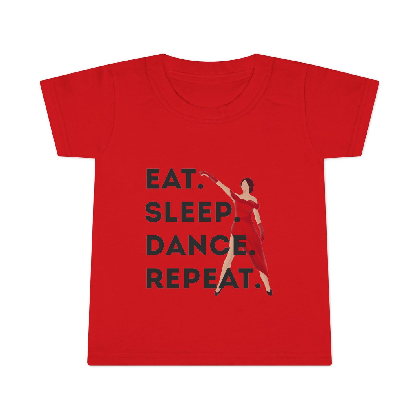 "Eat Sleep Dance Repeat" Toddler T-Shirt – Bold Dancer Graphic Tee for Kids – Short Sleeve Dance Shirt for Toddlers