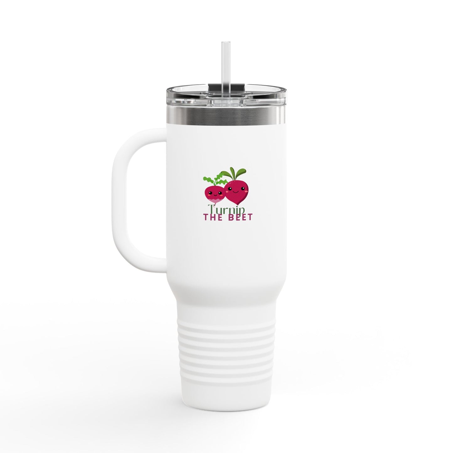 "Turnip the Beet" 40oz Insulated Travel Mug – Cute Veggie Dance Pun Tumbler for Music & Dance Lovers | Jete Shop 🥬🎶✨