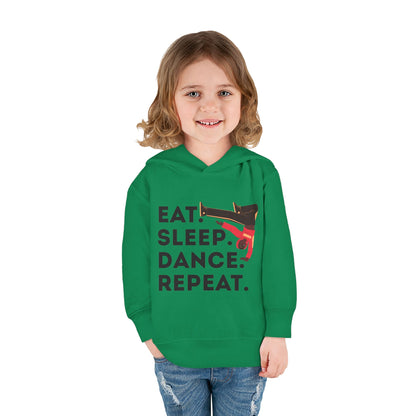 "Eat Sleep Dance Repeat" Toddler Pullover Hoodie – Bold B-Boy Dance Graphic Fleece Sweatshirt for Kids