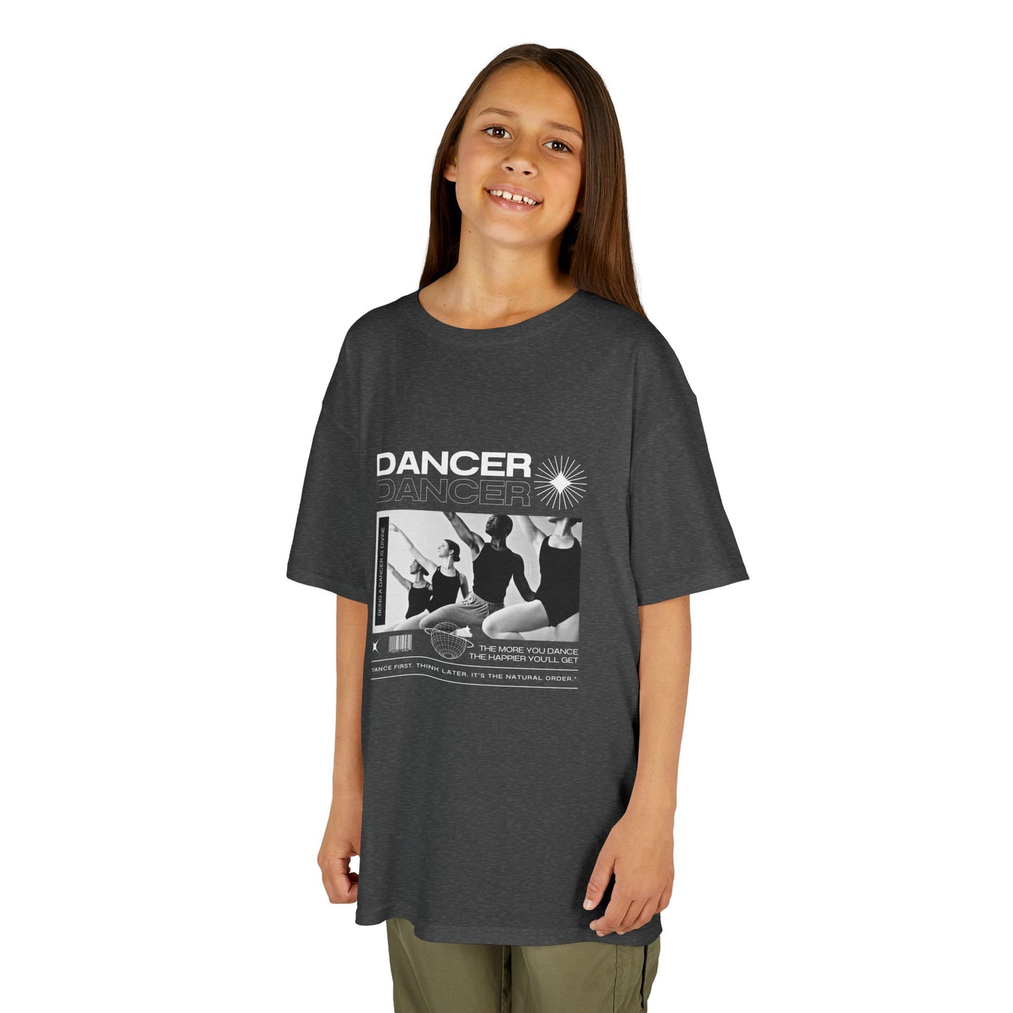 “Dancer” Youth Short Sleeve Tee – Young Ballet Dancers at the Barre Streetwear-Inspired Dance Shirt for Kids