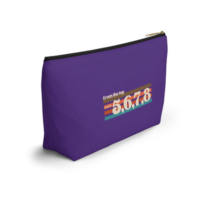 "From the Top and 5, 6, 7, 8" Makeup Bag – Retro Dance Graphic – Fun Dance-Themed Zipper Pouch for Cosmetics, Accessories & Gifts